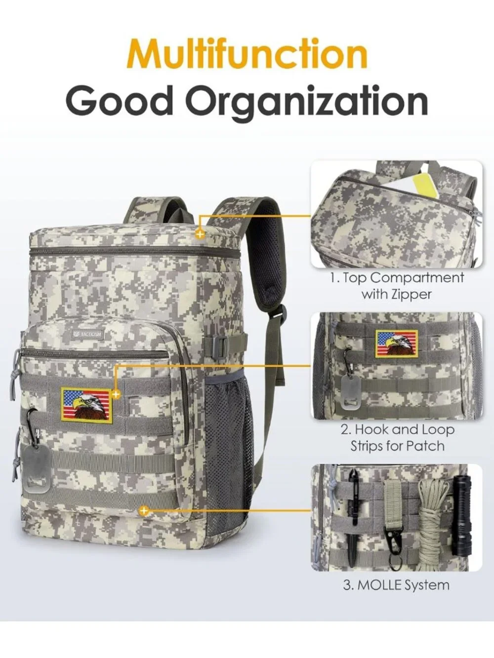 Insulated Tactical Cooler Backpack - 24L Leak-Proof Heavy Duty Lunch Bag for